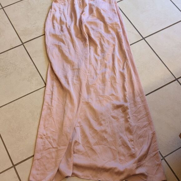 NWOT After Six Whisper Satin Maxi Dress Draped Tulip Gown Toasted Sugar Pink 8 - Picture 4 of 15